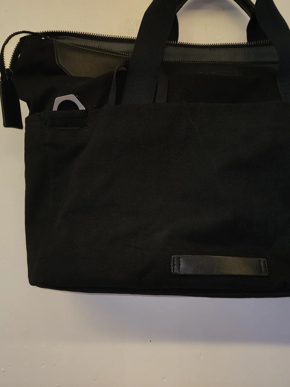 Timbuk2 Black Canvas Briefcase Tote with Leather Trim